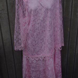 H.H.R. PINK MOCK TWO PIECE WITH LACE OVERLAY -SIZE -22